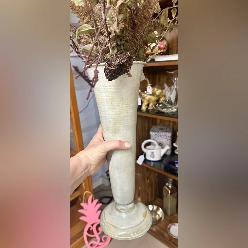 Faux greenery with metal stand